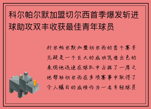 科尔帕尔默加盟切尔西首季爆发斩进球助攻双丰收获最佳青年球员